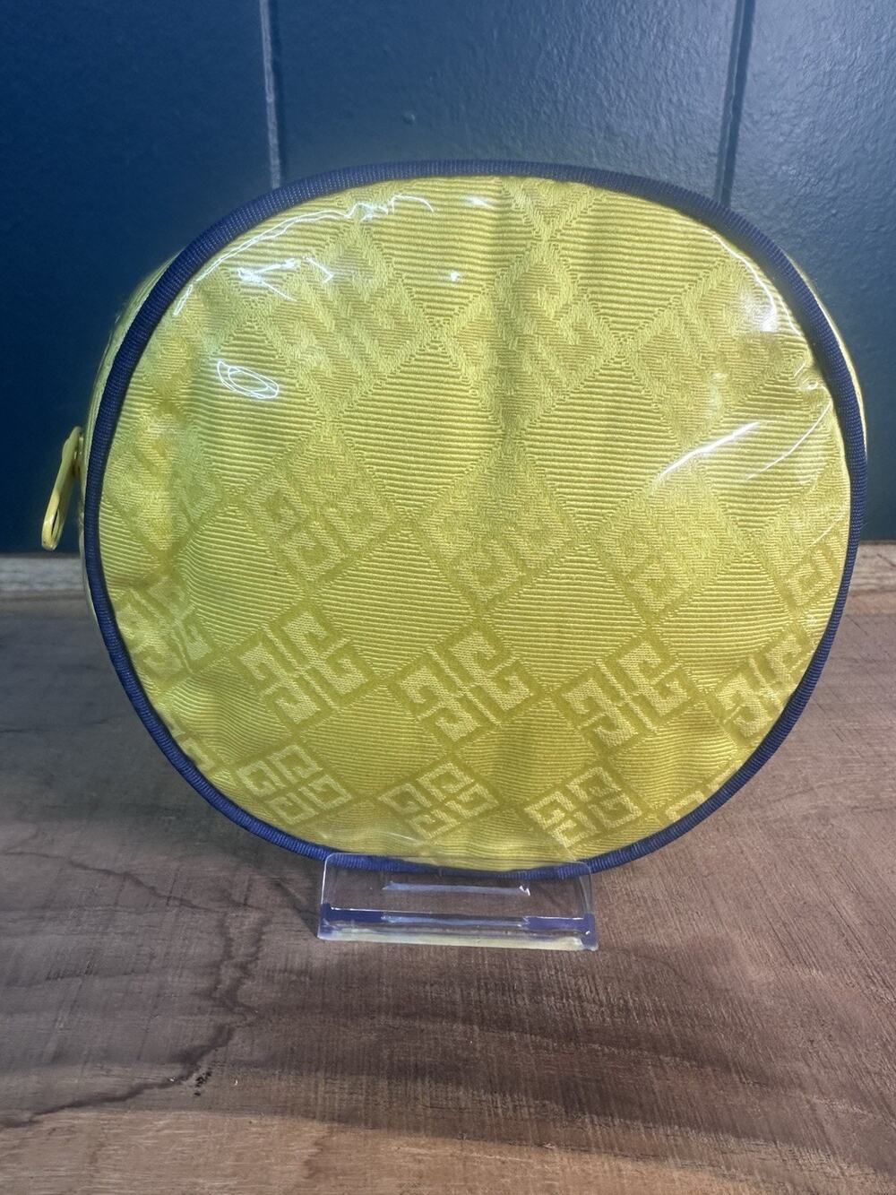 Vintage Givenchy Yellow Logo Cosmetic Makeup Bag Pouch France